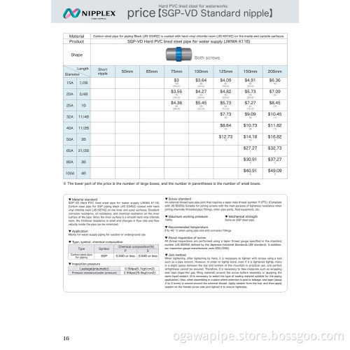 Single Screw SGP-VD Standard Nipple